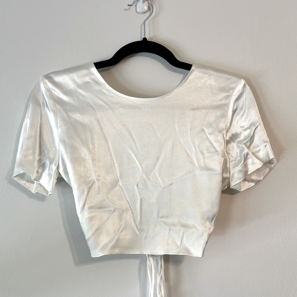 NWT ZARA White Backless Crop Top Size M